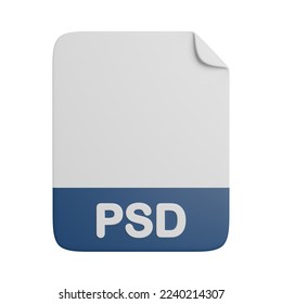 PSD document file 3d rendering icon illustration