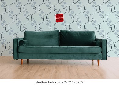 PSD room wall with sofa mockup, wall mockup