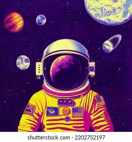 Psychdelic Astronaut Floating In Space