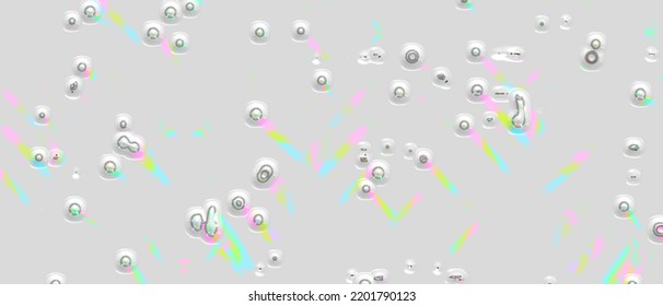 Psychedelic abstract futuristic 3D circle shapes with fluorescent  vibrant wind glitch movement effect on grey background. Glow Showcase Virtual Background Spaceship Corridor music wave.	
