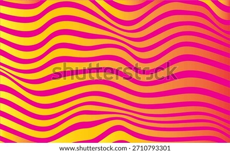 A psychedelic, abstract pattern featuring undulating horizontal stripes of bright pink and yellow with a gradient effect.