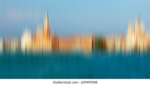 Psychedelic background based on blured architecture image