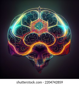 Psychedelic Brain With Sacred Geometry