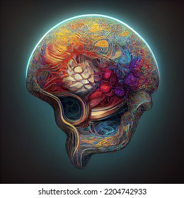 Psychedelic Brain With Sacred Geometry