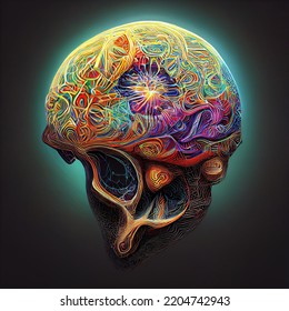 Psychedelic Brain With Sacred Geometry