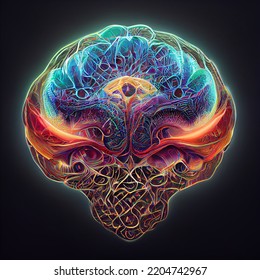 Psychedelic Brain With Sacred Geometry