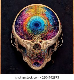 Psychedelic Brain With Sacred Geometry