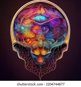 Psychedelic Brain With Sacred Geometry