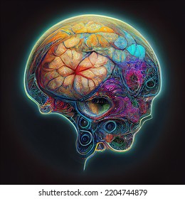 Psychedelic Brain With Sacred Geometry