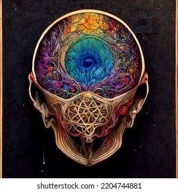 Psychedelic Brain With Sacred Geometry