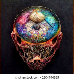 Psychedelic Brain With Sacred Geometry