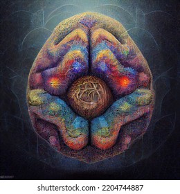 Psychedelic Brain With Sacred Geometry