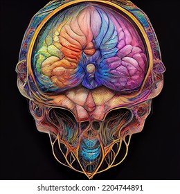 Psychedelic Brain With Sacred Geometry