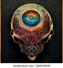 Psychedelic Brain With Sacred Geometry