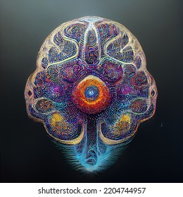 Psychedelic Brain With Sacred Geometry