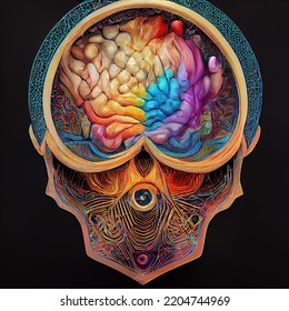 Psychedelic Brain With Sacred Geometry