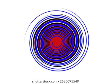 Psychedelic Hypnotic Concentric Circles in Red, black and Blue