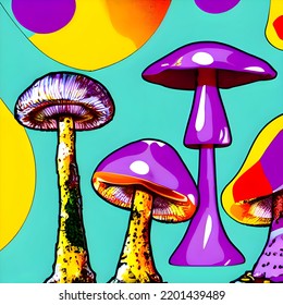 Psychedelic Magic Mushroom Trippy Illustration