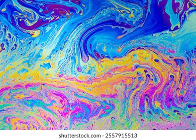 Psychedelic multicolored background abstract. Rainbow colors. patterns background. Photo macro shot of soap bubbles - Powered by Shutterstock