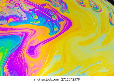 Psychedelic multicolored background abstract. Rainbow colors. patterns background. Photo macro shot of soap bubbles