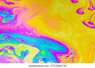 Psychedelic multicolored background abstract. Rainbow colors. patterns background. Photo macro shot of soap bubbles