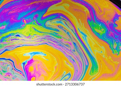 Psychedelic multicolored background abstract. Rainbow colors. patterns background. Photo macro shot of soap bubbles