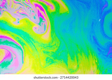Psychedelic multicolored background abstract. Rainbow colors. patterns background. Photo macro shot of soap bubbles