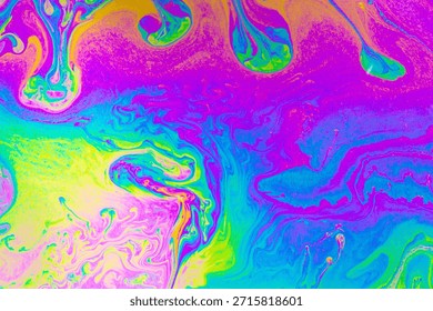 Psychedelic multicolored background abstract. Rainbow colors. patterns background. Photo macro shot of soap bubbles
