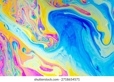 Psychedelic multicolored background abstract. Rainbow colors. patterns background. Photo macro shot of soap bubbles