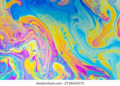 Psychedelic multicolored background abstract. Rainbow colors. patterns background. Photo macro shot of soap bubbles