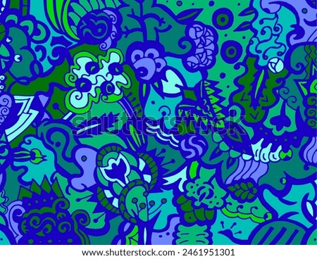 Psychedelic pattern with blue and green tones