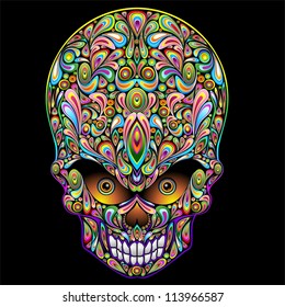 Vector Color Tattoo Skull On Black Stock Vector (Royalty Free ...