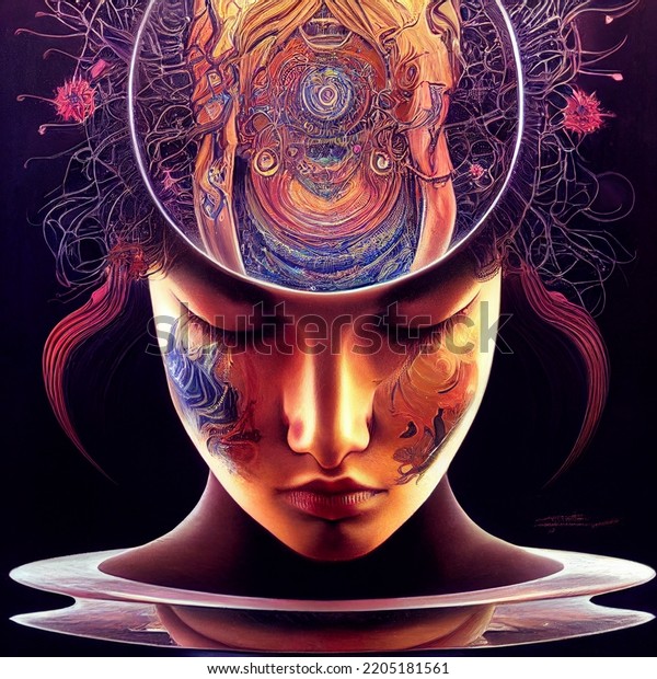Psychedelic third eye\
art with sacred\
geometry