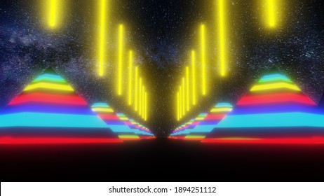 Psychedelics Pyramids Trippy Colorful Shooting Energy Beam To Night Sky Calling Galactic Federation Trippy Rainbow Galaxy Universe