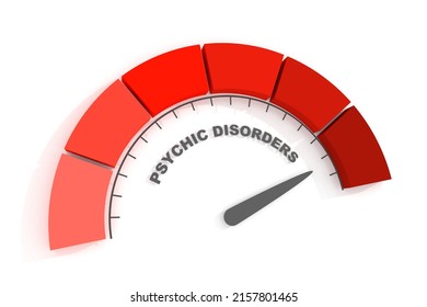 Psychic illnesses and disorders measuring process. Scale with arrow. 3D render