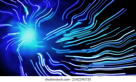 Psychic Neon Light Speed With Vanishing Point, Blur And Wave, Design With Futuristic Design. Background, Natural Color. Futuristic Design For Wall Art, Print And Poster