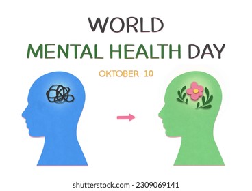 Psychological help and support. card for the international mental health day 10 October. Psychological wellness, positive thinking, emotions, creativity. World mental health day, healing the soul - Powered by Shutterstock