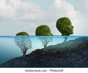 Psychotherapy and psychology help and escape from despair and emotional mood therapy concept in a 3D illustration style.