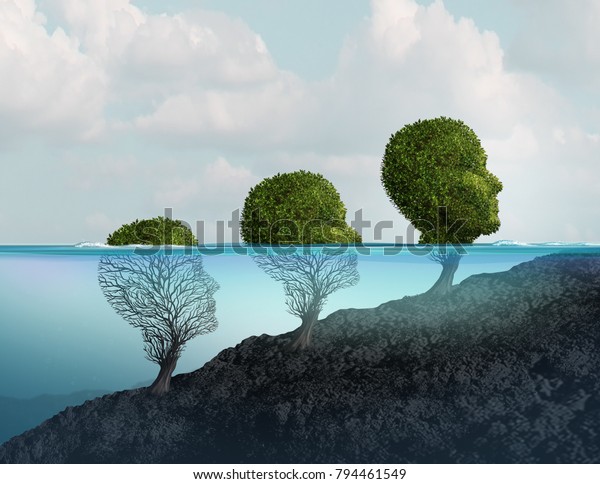 Psychotherapy
and psychology help and escape from despair and emotional mood
therapy concept in a 3D illustration
style.