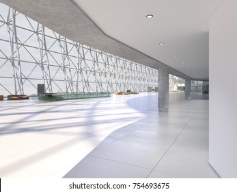 Public Interior Atrium. 3D Render.