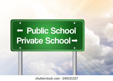 Public Private School Green Road Sign Stock Illustration 240531337 ...