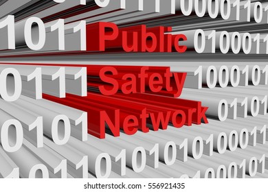 Public Safety Network In The Form Of Binary Code, 3D Illustration