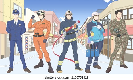 Public Servants Protecting The Town,blue Sky Version,colorful Edition