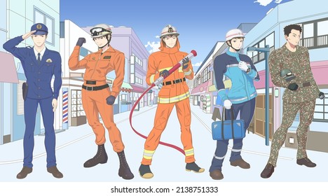 Public Servants Protecting The Town,blue Sky Version,business Tone Version