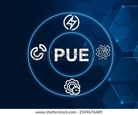 PUE acronym. Power Usage Effectiveness (PUE) measures energy efficiency in data centers.
