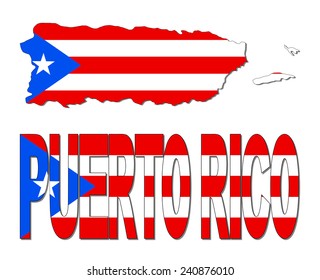 Puerto Rico Map Flag Text Illustration Stock Illustration 240876010 ...