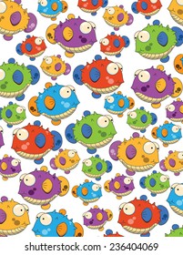 Puffer Fish Cartoon Pattern.