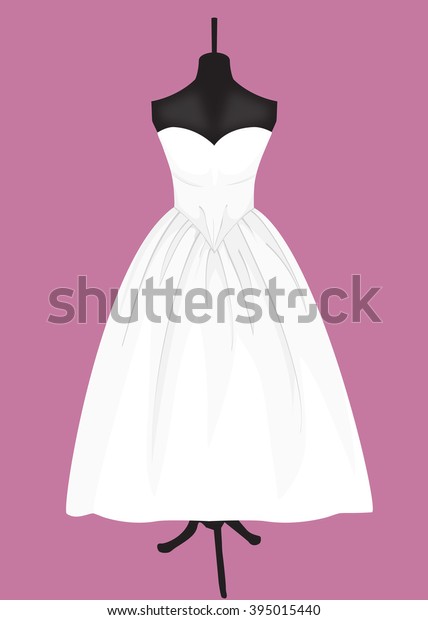 Puffy Medium Length Wedding Dress On Stock Illustration 395015440