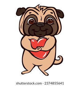 Pug red heart icon. Cartoon of pug red heart  icon for web design isolated on white background - Powered by Shutterstock