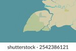 Pulau Yos Sudarso in the Arafura Sea on a topographic, OSM Humanitarian style map